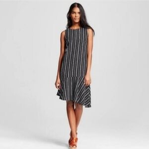 Who What Wear Assymetrical Striped Black And White Dress